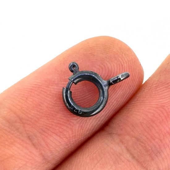 Wholesale Oxidized Sterling Silver Spring Ring Clasps - All Sizes - (Pack of 5)