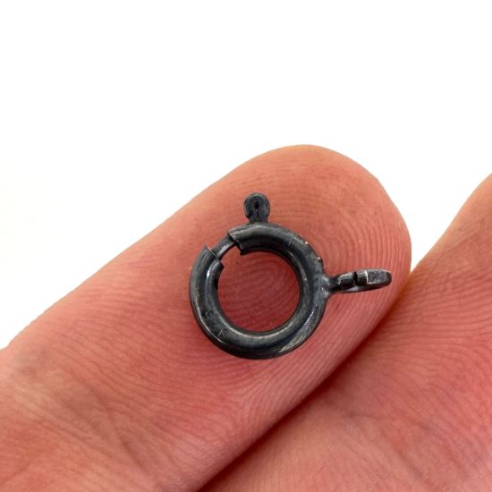 Wholesale Oxidized Sterling Silver Spring Ring Clasps - All Sizes - (Pack of 5)
