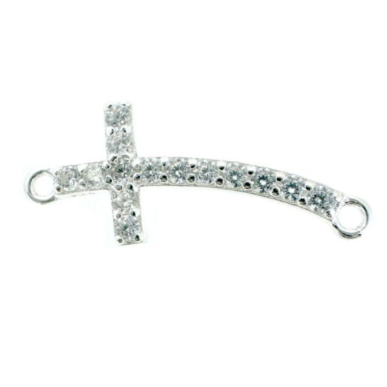 18mm Curved Cross with CZ Stones