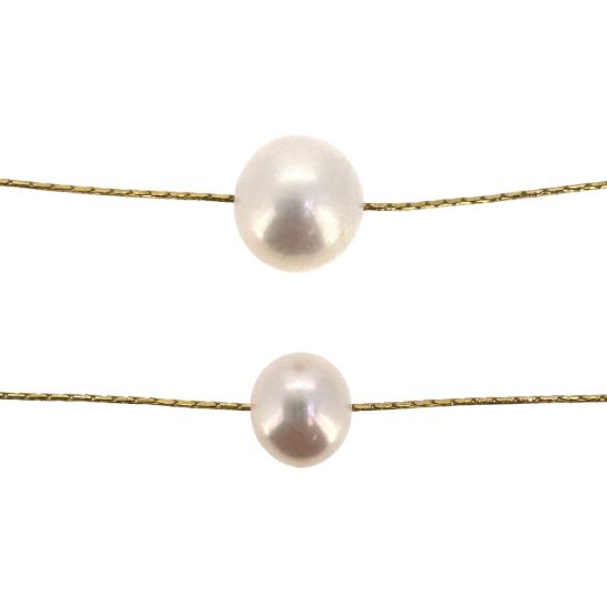 Wholesale Gold over Sterling Silver Floating Freshwater Pearl Adjustable Necklace