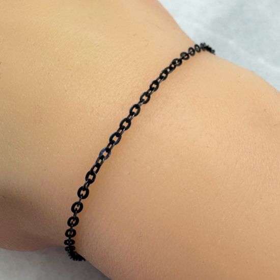 Wholesale Chain, Oxidized Sterling Silver Flat Cable Oval Chain 2.3mm Bulk Chain by the foot