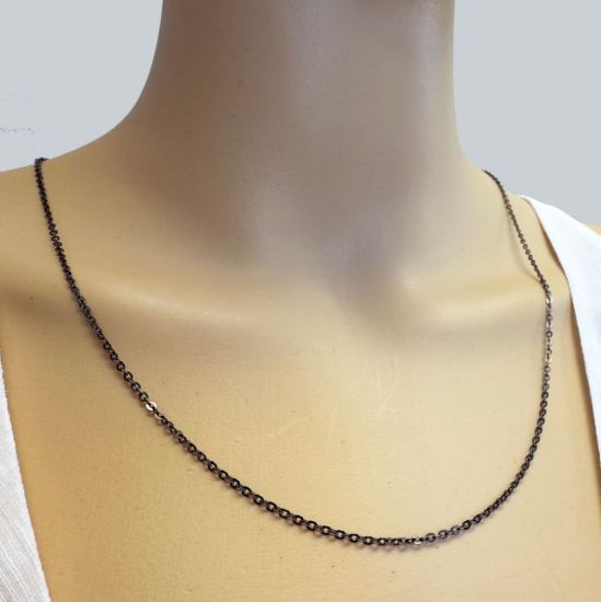 Wholesale Chain, Oxidized Sterling Silver Flat Cable Oval Chain 2.3mm Bulk Chain by the foot