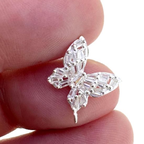 Wholesale 925 Sterling Silver 12mm Butterfly Studs With CZ Stones