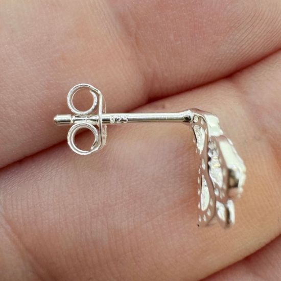 Wholesale Sterling Silver Trillium Flower Studs With CZ Stones-10mm