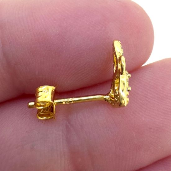 Wholesale Gold Over Sterling Silver Trillium Flower Studs With CZ Stones-10mm