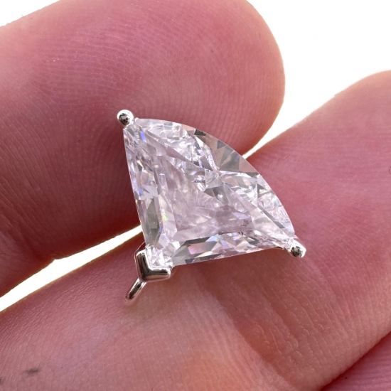 Wholesale 925 Sterling Silver Fan Shaped Earring Studs with CZ Stones 