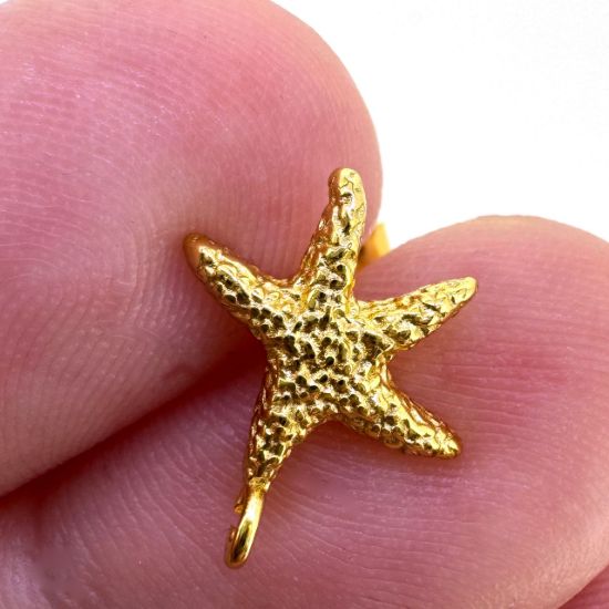 Wholesale Gold Over Sterling Silver Textured Starfish Stud Earrings-10mm