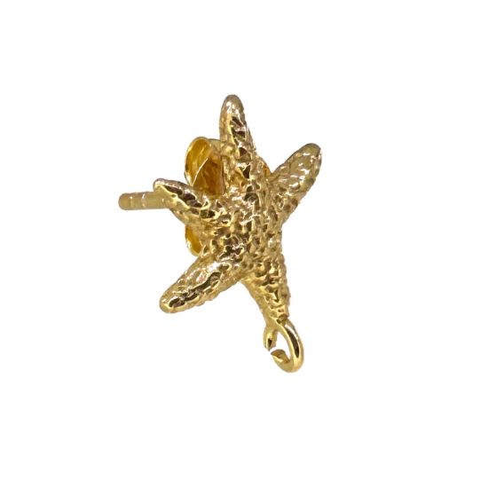 Wholesale Gold Over Sterling Silver Textured Starfish Stud Earrings-10mm