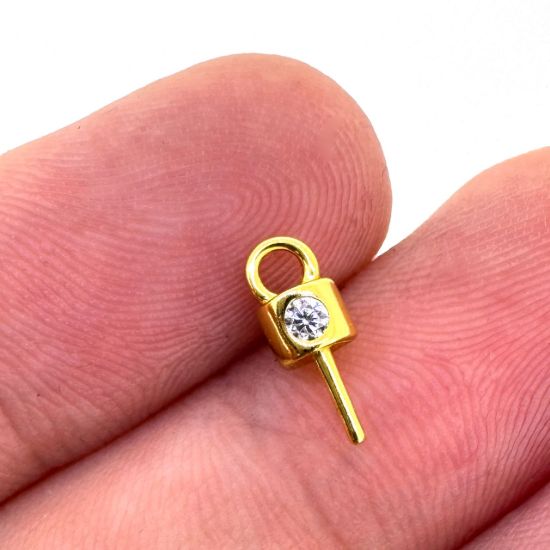 Wholesale Gold Over 925 Sterling Silver Peg Bail with Fancy CZ Stone -10mm(1pc)