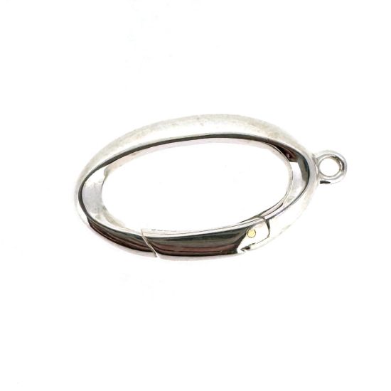 Wholesale 925 Sterling Silver No Trigger Clasp - 20mm Fancy Oval Spring Clasp
