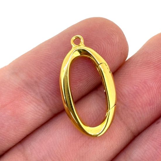 Wholesale Gold Over 925 Sterling Silver No Trigger Clasp - 20mm Fancy Oval Spring Clasp