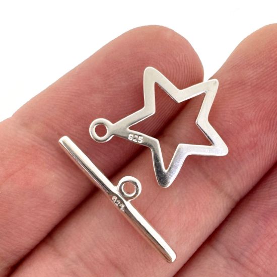 Wholesale 925 Sterling Silver Star Toggle Clasp- 14mm(Sold per set)