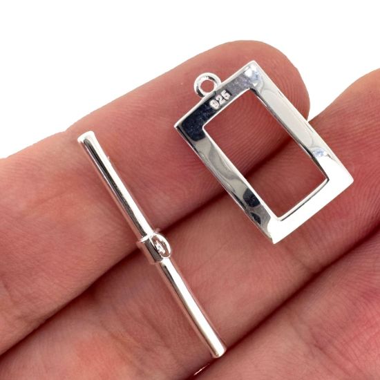 Wholesale 925 Sterling Silver Wavy Rectangle Toggle Clasp-10 *16mm (Sold per set)