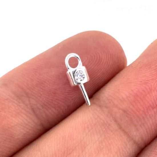 Wholesale 925 Sterling Silver Peg Bail with Fancy CZ Stone (1pc)