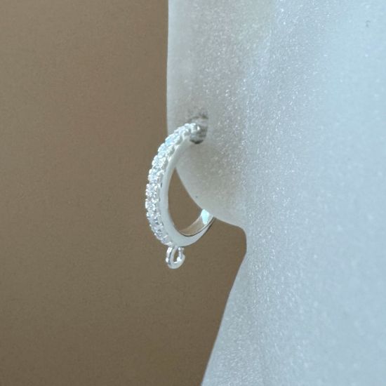 Wholesale Sterling Silver Half Hoops With CZ Stones-13mm