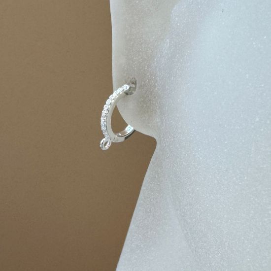 Wholesale Sterling Silver Huggie Hoops With CZ Stones -12mm