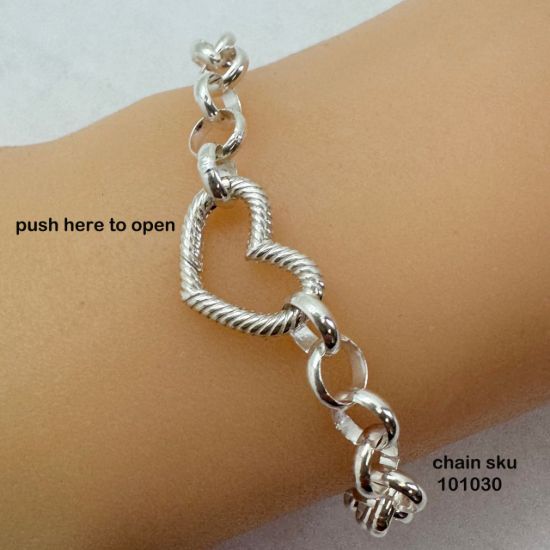 Wholesale 925 Sterling Silver No Trigger Clasp - Textured Heart Spring Clasp-16mm