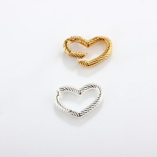 Wholesale 925 Sterling Silver No Trigger Clasp - Textured Heart Spring Clasp-16mm