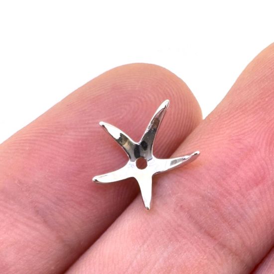 Wholesale 925 Sterling Silver Textured Starfish Bead Cap -10.5mm (1 pc) 
