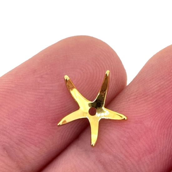 Wholesale Gold Over 925 Sterling Silver Textured Starfish Bead Cap -10.5mm  (1 pc)