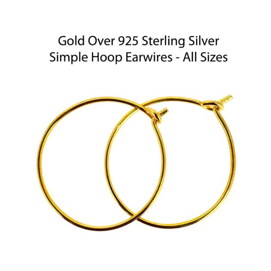Wholesale Gold Over 925 Sterling Silver Simple Hoops  - (Sold Per Pair) 