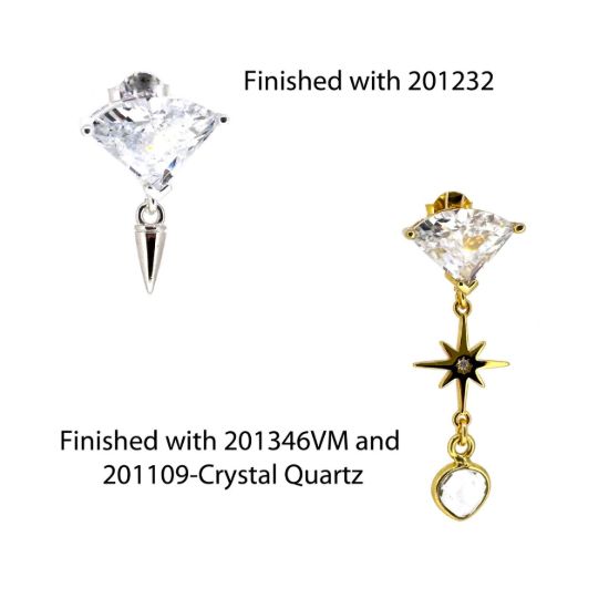 Wholesale 925 Sterling Silver Fan Shaped Earring Studs with CZ Stones 