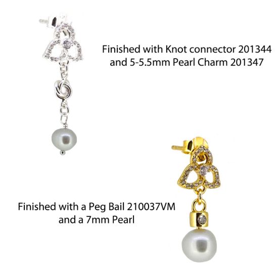 Wholesale Sterling Silver Trillium Flower Studs With CZ Stones-10mm