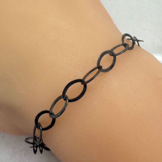 Wholesale Chain, Oxidized Sterling Silver 8x6mm Flat Cable Oval Chain, Bulk Chain by the foot