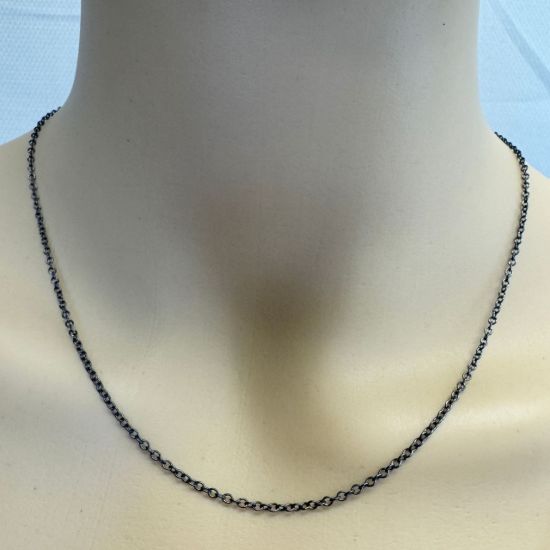 Wholesale Oxidized Sterling Silver Finished Jewelry Chain - Strong Oval Cable