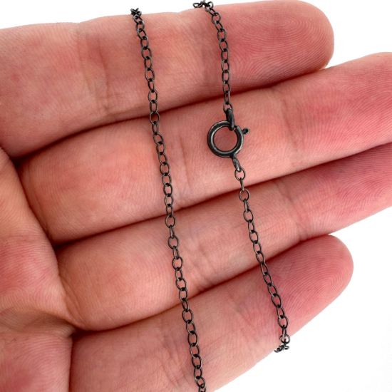 Wholesale Oxidized 925 Sterling Silver Finished Jewelry Chain - Oval Cable Chain 