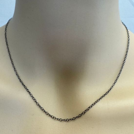 Wholesale Oxidized 925 Sterling Silver Finished Jewelry Chain - Oval Cable Chain 