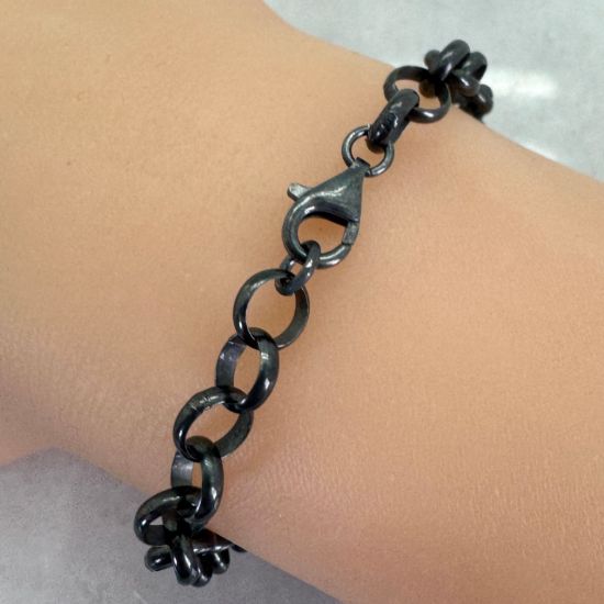 Wholesale Oxidized 925 Sterling Silver Finished Jewelry Chain - Huge Chunky 6.5mm Rolo