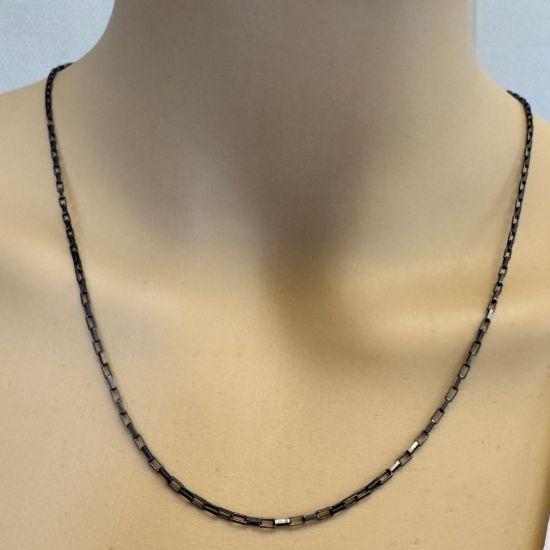 Wholesale Oxidized Sterling Silver Finished Jewelry Chain - Medium Box Chain