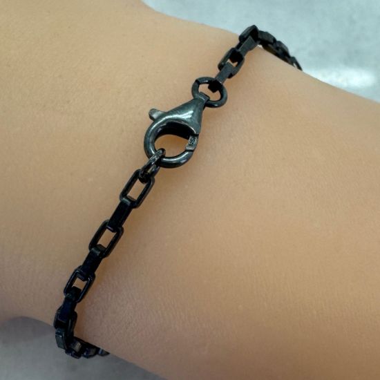 Wholesale Oxidized 925 Sterling Silver Finished Jewelry Chain - Heavy Long Box Chain