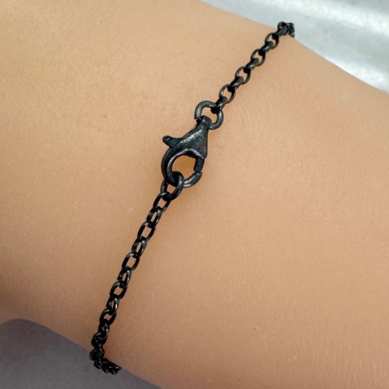 Wholesale Oxidized Sterling Silver Finished Chain - 2mm Oval Diamond Cut Rolo Chain