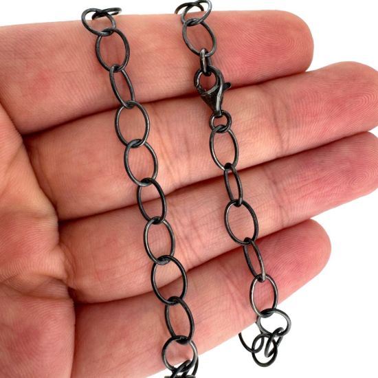 Wholesale Oxidized 925 Sterling Silver Finished Chain - Large Oval Cable Chain