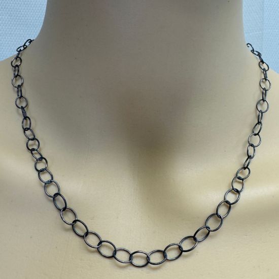 Wholesale Oxidized 925 Sterling Silver Finished Chain - Large Oval Cable Chain