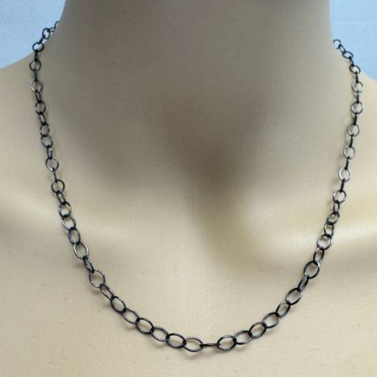 Wholesale Oxidized 925 Sterling Silver Finished Jewelry Chain - Thick Oval Cable Chain