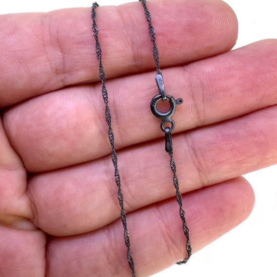 Wholesale Oxidized 925 Sterling Silver Finished Chain - 1mm Singapore chain