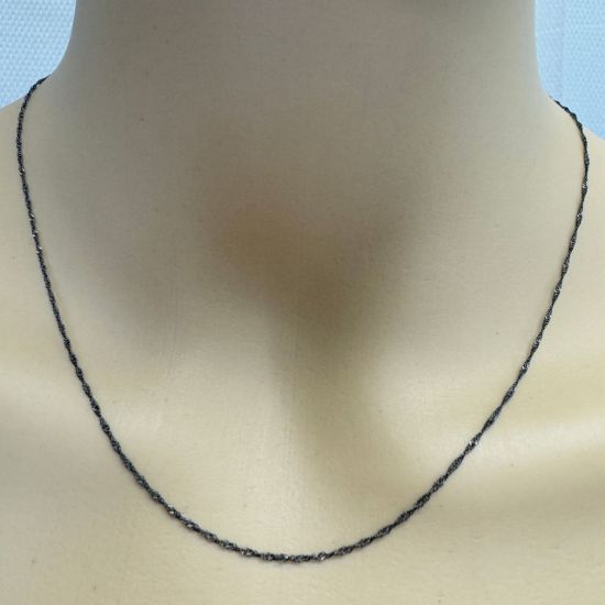Wholesale Oxidized 925 Sterling Silver Finished Chain - 1mm Singapore chain