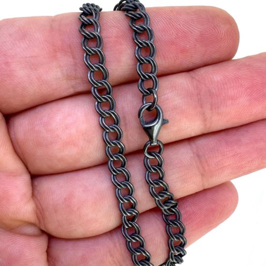 Wholesale Oxidized Sterling Silver Finished Jewelry Chain - Double Twisted Oval Cable Chain