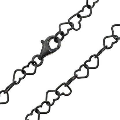 Wholesale Oxidized Sterling Silver Finished Jewelry Chain - Heart Link Cable Chain