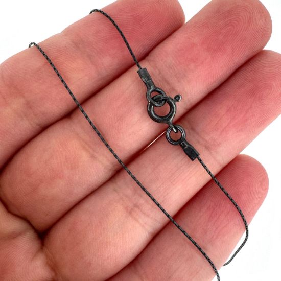 Wholesale Oxidized 925 Sterling Silver Finished Chain - 0.5mm Tiny Cardano Cobra Snake Chain