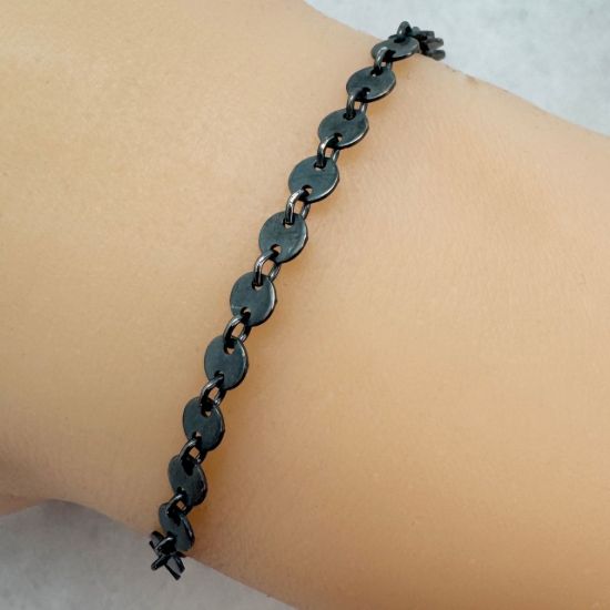 Wholesale Oxidized 925 Sterling Silver Bulk Chain - 4mm Round Sequin Disc Chain by the foot