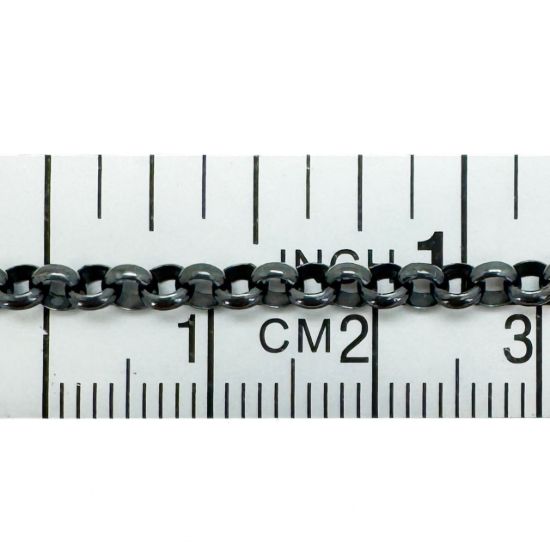 Wholesale Oxidized 925 Sterling Silver Bulk Chain - 3.4mm Strong Rolo Chain (sold per foot)
