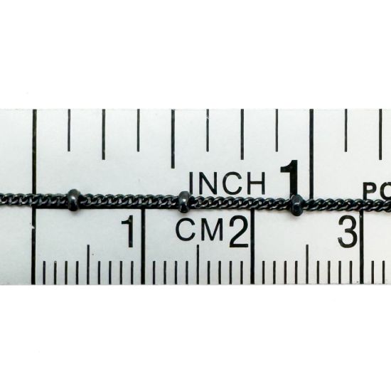 Wholesale Oxidized 925 Sterling Silver Bulk Chain - 1.8mm Ball Curb Satellite Chain (Sold per foot)