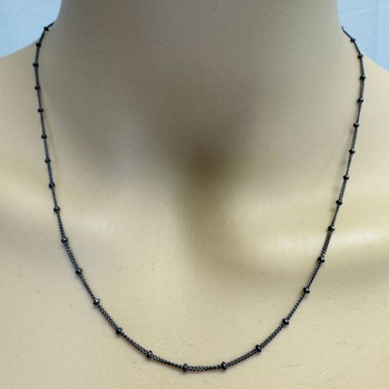 Wholesale Oxidized 925 Sterling Silver Bulk Chain - 1.8mm Ball Curb Satellite Chain (Sold per foot)