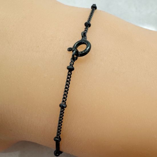 Wholesale Oxidized 925 Sterling Silver Finished Jewelry Chain - Ball Satellite Curb Chain