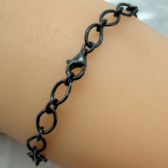 Wholesale Oxidized 925 Italian Sterling Silver Finished Jewelry Chain - 1+1 Oval Cable Chain