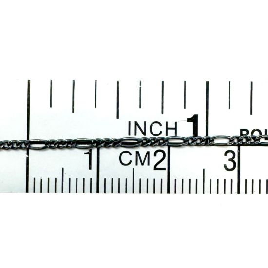 Wholesale Oxidized 925 Sterling Silver Small Figaro Chain 1.4mm  (sold per foot )